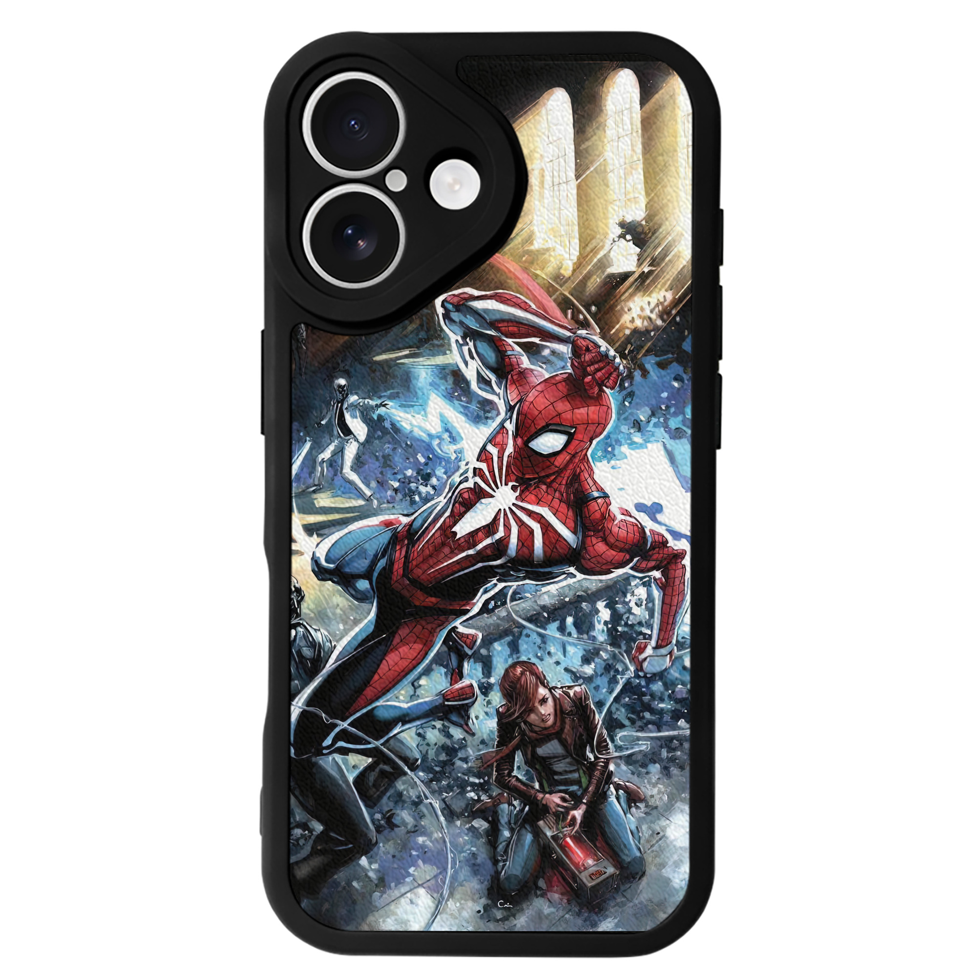 Spider Man スパイダーマン 【iPhone 16シリーズ対応】シリコンスマホケース（レザー調） 材質：シリコン